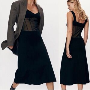 NWT Zara Maxi Dress Illusion Mesh Large Black Sheer LBD Special Edition Edgy